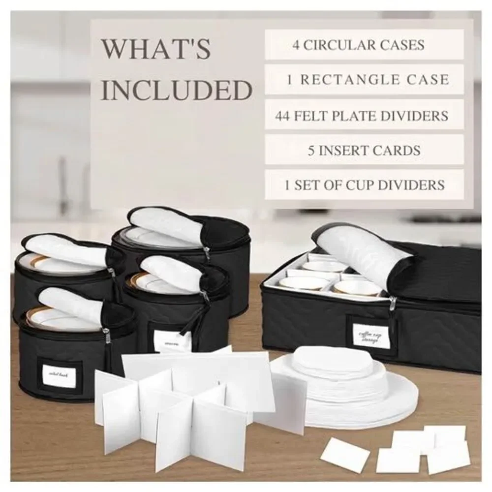 5-Piece Quilted China and Mug Storage Set